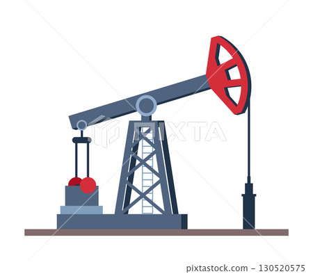 Oil extraction rig. Oil pumpjack icon. Crude derrick oilfield industry. Vector illustration. 130520575