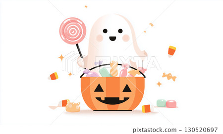 向量風格鬼魂和糖果 向量風格鬼魂和糖果 130520697