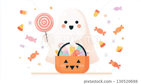向量風格鬼魂和糖果 向量風格鬼魂和糖果 130520698