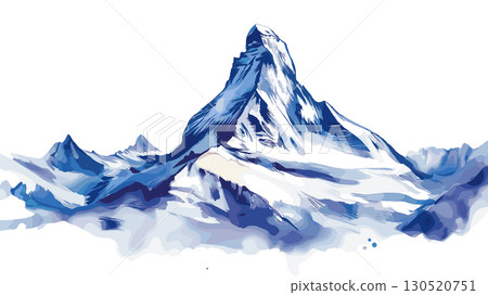 Matterhorn. Matterhorn watercolor vector illustration Matterhorn. Matterhorn watercolor vector illustration 130520751