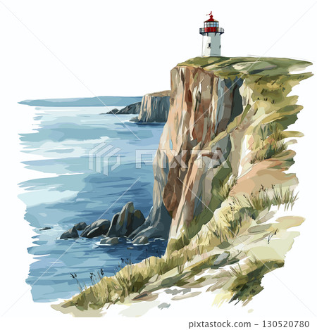 North Cape. North Cape watercolor vector illustration North Cape. North Cape watercolor vector illustration 130520780