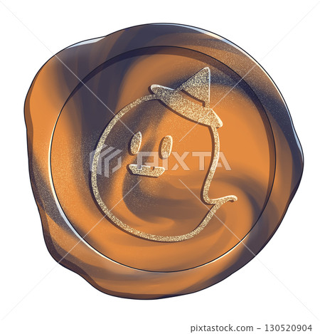 Orange and Black Marble Sealing Stamp Hat and Ghost 130520904