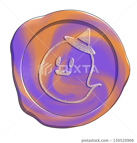 Orange and purple marble sealing stamp "Hat and Ghost" 130520906