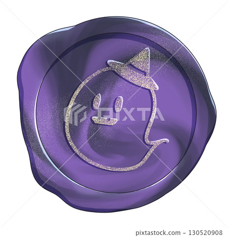 Black and purple marble sealing stamp "Hat and Ghost" 130520908