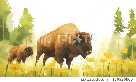 Belovezhskaya Pushcha National Park. Belovezhskaya Pushcha National Park watercolor vector illustration Belovezhskaya Pushcha National Park. Belovezhskaya Pushcha National Park watercolor vector illustration 130520960