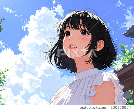 A woman looking up at the sky 130520994