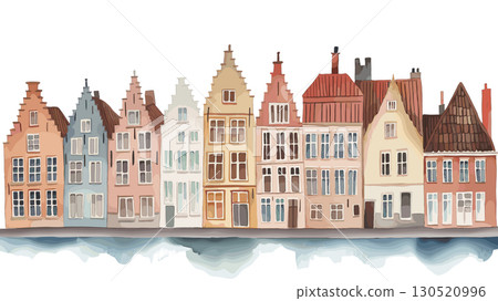 Bruges Old Town. Bruges Old Town watercolor vector illustration Bruges Old Town. Bruges Old Town watercolor vector illustration 130520996