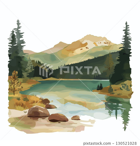 Pelister National Park. Pelister National Park watercolor vector illustration 130521028