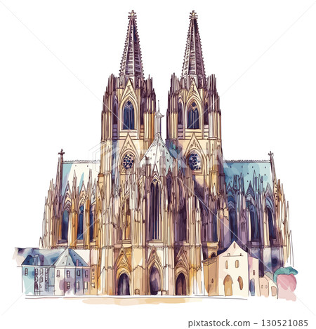 Cologne Cathedral. Cologne Cathedral watercolor vector illustration Cologne Cathedral. Cologne Cathedral watercolor vector illustration 130521085