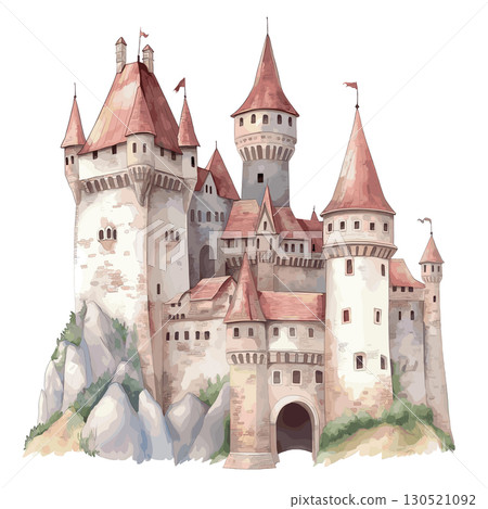 Corvin Castle. Corvin Castle watercolor vector illustration Corvin Castle. Corvin Castle watercolor vector illustration 130521092