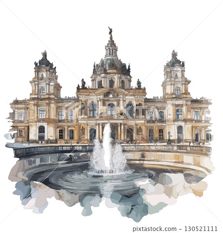 Dresden Zwinger. Dresden Zwinger watercolor vector illustration 130521111