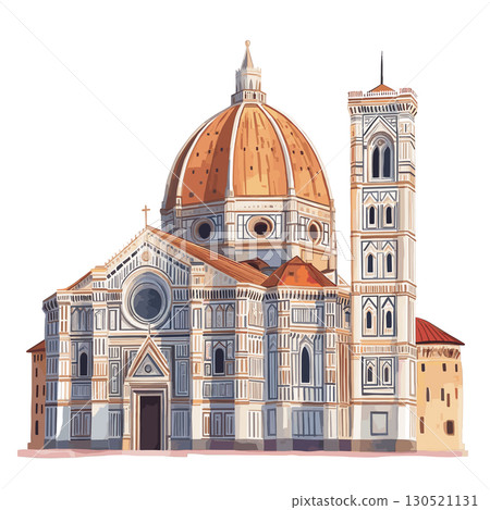 Florence Cathedral. Florence Cathedral watercolor vector illustration Florence Cathedral. Florence Cathedral watercolor vector illustration 130521131