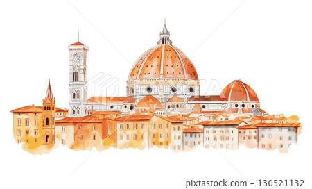 Florence Cathedral. Florence Cathedral watercolor vector illustration 130521132