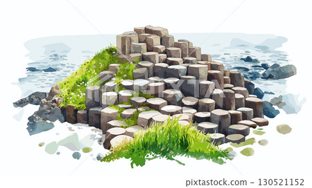 Giants Causeway. Giants Causeway watercolor vector illustration Giants Causeway. Giants Causeway watercolor vector illustration 130521152