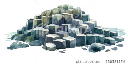 Giants Causeway. Giants Causeway watercolor vector illustration 130521154