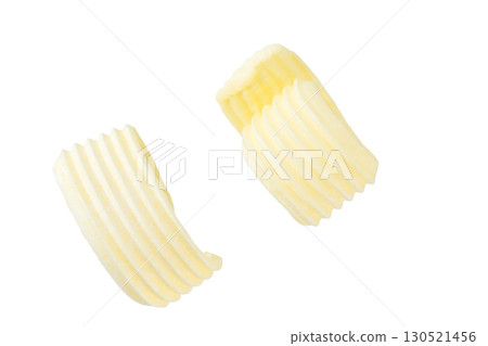 butter swirls isolated on a white background.Top view. margarine or spread isolated on a white background. 130521456