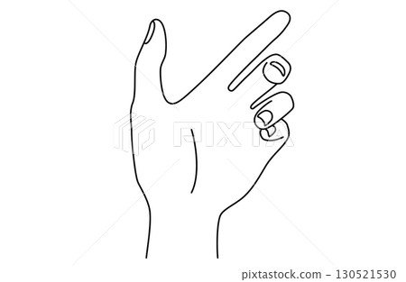 Simple line drawing vector illustration of one hand holding something face up 130521530