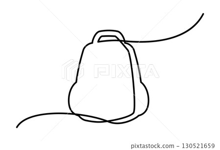 One line backpack icon. School bag continuous thin line symbol, minimalist rucksack drawing 130521659