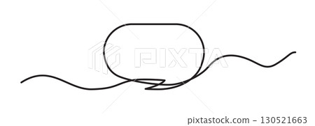 Continuous thin line bubble speech vector icon. Minimalist chat symbol drawing, one line art 130521663