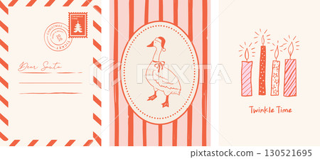 Merry Christmas hand drawn greeting cards, banners, prints. La dolce vita style illustrations with 130521695