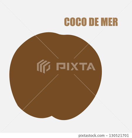 Rare Coco de Mer nut icon, sea coconut, coco de mer, or double coconut. Lodoicea fruit 130521701