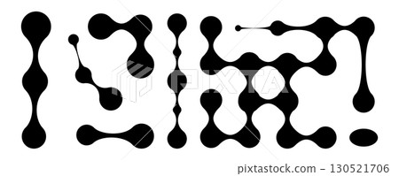 Square shape connect dots. Connection logo set, tech fluids, liquid collagen drops symbol 130521706
