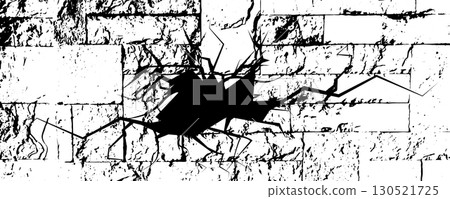 Wall crack icon. Hole in floor, broken glass symbol top view, break effect design Wall crack icon. Hole in floor, broken glass symbol top view, break effect design 130521725