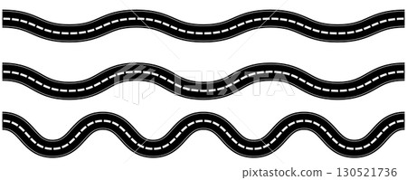 Curve road icon, highway winding line. Curve roadway illustration top view, road way Curve road icon, highway winding line. Curve roadway illustration top view, road way 130521736