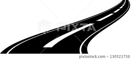 Curve road icon, highway winding line. Curve roadway illustration top view, road way 130521738