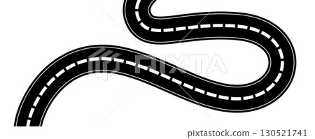 Curve road icon, highway winding line. Curve roadway illustration top view, road way Curve road icon, highway winding line. Curve roadway illustration top view, road way 130521741