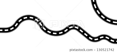 Curve road icon, highway winding line. Curve roadway illustration top view, road way Curve road icon, highway winding line. Curve roadway illustration top view, road way 130521742