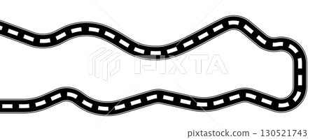 Curve road icon, highway winding line. Curve roadway illustration top view, road way Curve road icon, highway winding line. Curve roadway illustration top view, road way 130521743