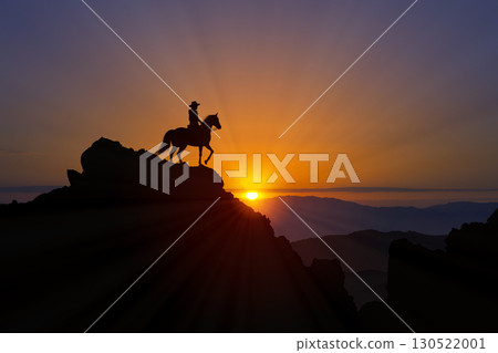 Horse silhouette against the morning sky 130522001
