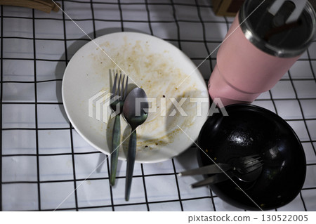 Finished Meal Plate On Table Finished Meal Plate On Table 130522005