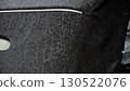Raindrops falling on a black fabric surface, creating a blurred, textured effect in a rainy environment 130522076