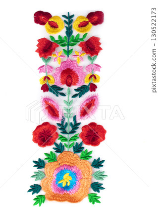 Part of lace from bright patterns and flowers on a white background. Part of lace from bright patterns and flowers on a white background. 130522173