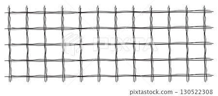 Hand drawn grid vector pattern. Check line background, stripe texture 130522308