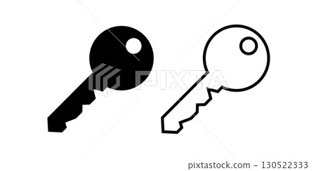Key simple icon. Lock door pictogram, house or keyword vector symbol, password or success Key simple icon. Lock door pictogram, house or keyword vector symbol, password or success 130522333