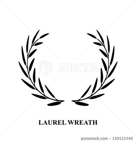 Laurel wreath icon, award symbol with leaf and branch in a circle Laurel wreath icon, award symbol with leaf and branch in a circle 130522348