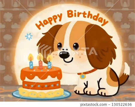 A heartwarming happy birthday card featuring a dog (AI-generated) 130522636