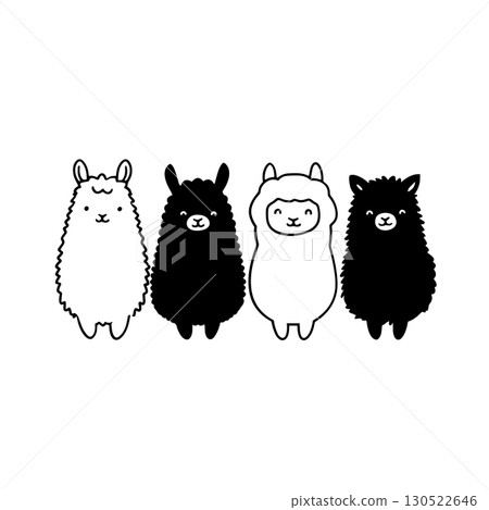 alpaca. alpaca simple black and white line art vector logo 130522646