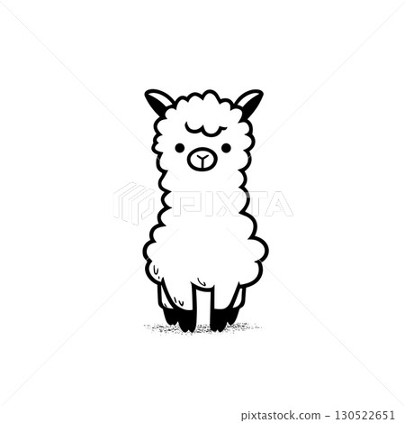 alpaca. alpaca simple black and white line art vector logo 130522651