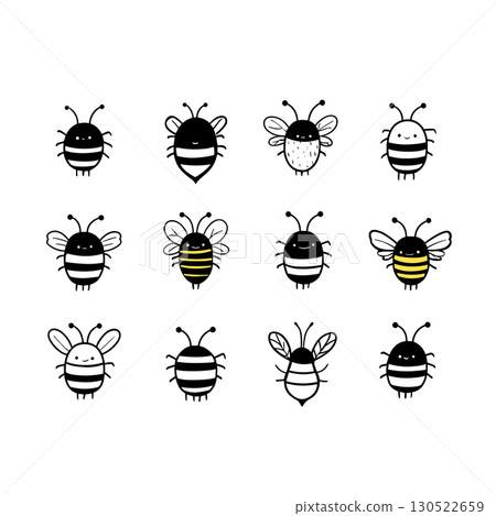 bees. bees simple black and white line art vector logo 130522659