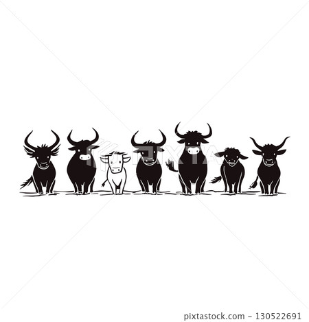 cattle. cattle simple black and white line art vector logo 130522691