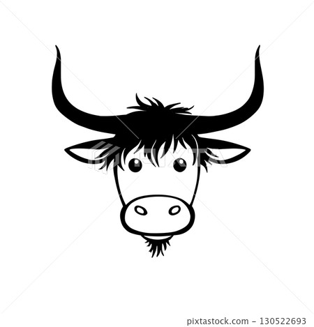 cattle. cattle simple black and white line art vector logo 130522693