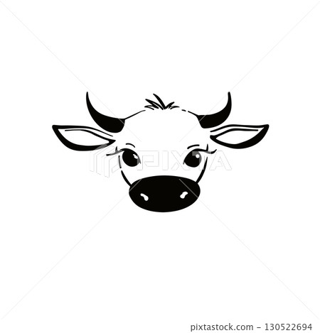 cattle. cattle simple black and white line art vector logo 130522694