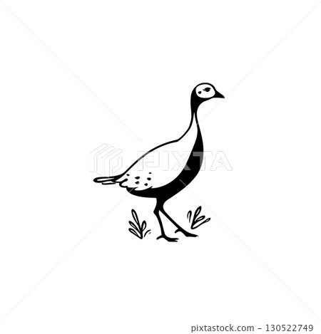 guinea fowl. guinea fowl simple black and white line art vector logo 130522749