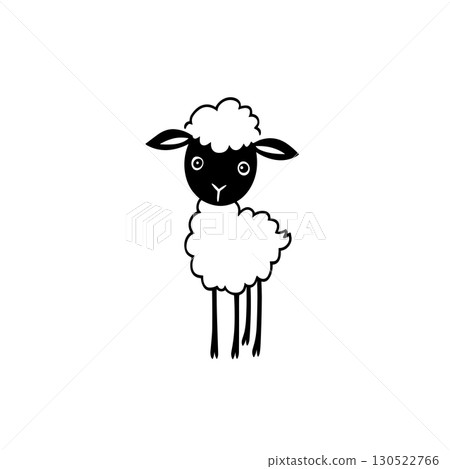 lamb. lamb simple black and white line art vector logo lamb. lamb simple black and white line art vector logo 130522766
