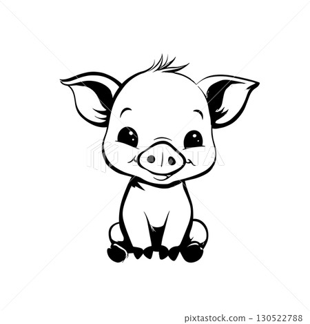 piglet. piglet simple black and white line art vector logo piglet. piglet simple black and white line art vector logo 130522788