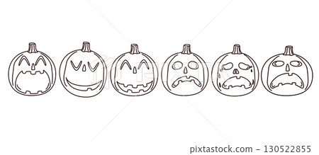 Collection Of Outline Pumpkins For Halloween Cartoon Vector Illustration 130522855